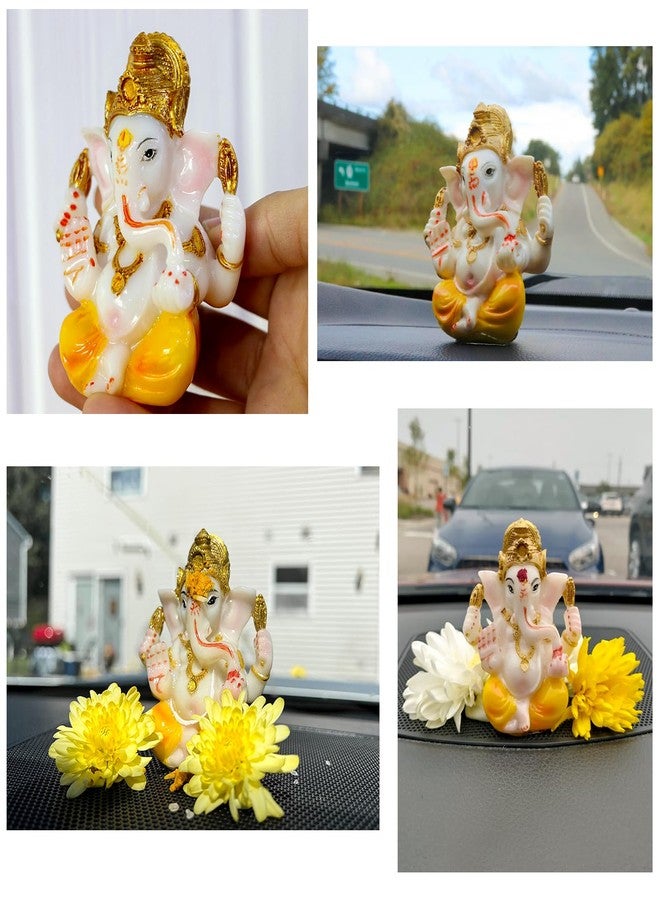 BangBangDa Indian Ganesh Idol Car Dashboard - Hindu Ganesha Statue Elephant God India Ganpati Lord Murti Mandir Diwali Gifts Yoga Zen Meditation Room Altar Shrine Kit Temple Puja Pooja Items Decor - Image 3