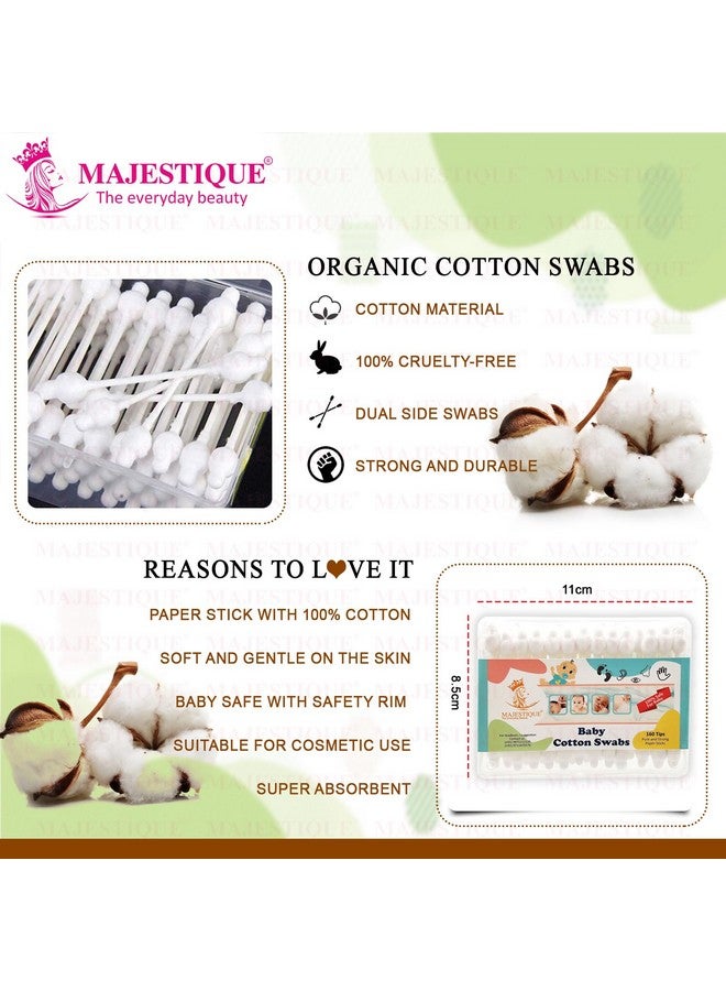 Majestique Baby Safety Cotton Swab Ideal for Babies 100% Paper Organic Soft & Gentle Tip for Cleaning, Makeup Removal & More - 80-Swabs for Baby (Pack of 2) - Image 3