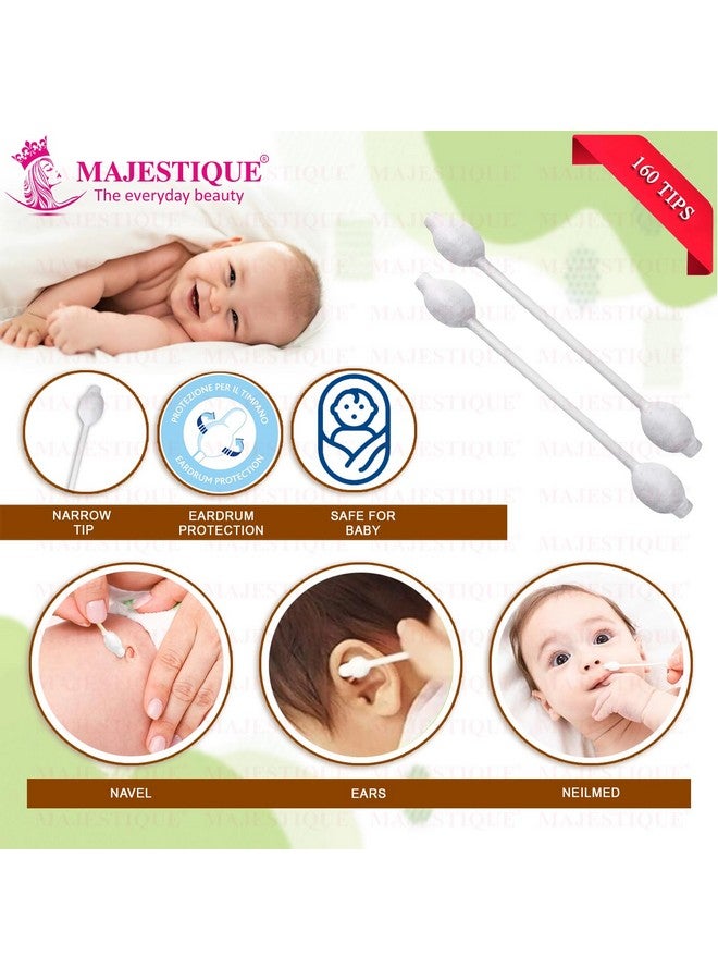 Majestique Baby Safety Cotton Swab Ideal for Babies 100% Paper Organic Soft & Gentle Tip for Cleaning, Makeup Removal & More - 80-Swabs for Baby (Pack of 2) - Image 2