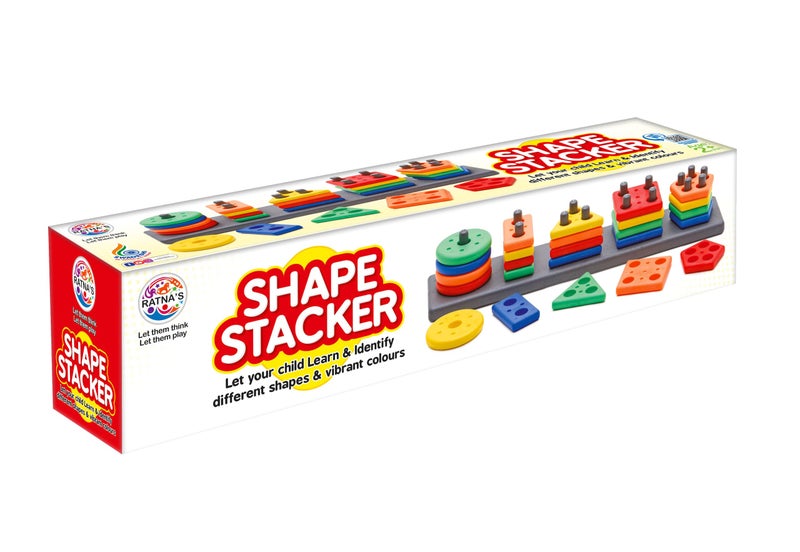 Shape Stacker Geometric Blocks Stacker, Column Puzzle Stacking Set
