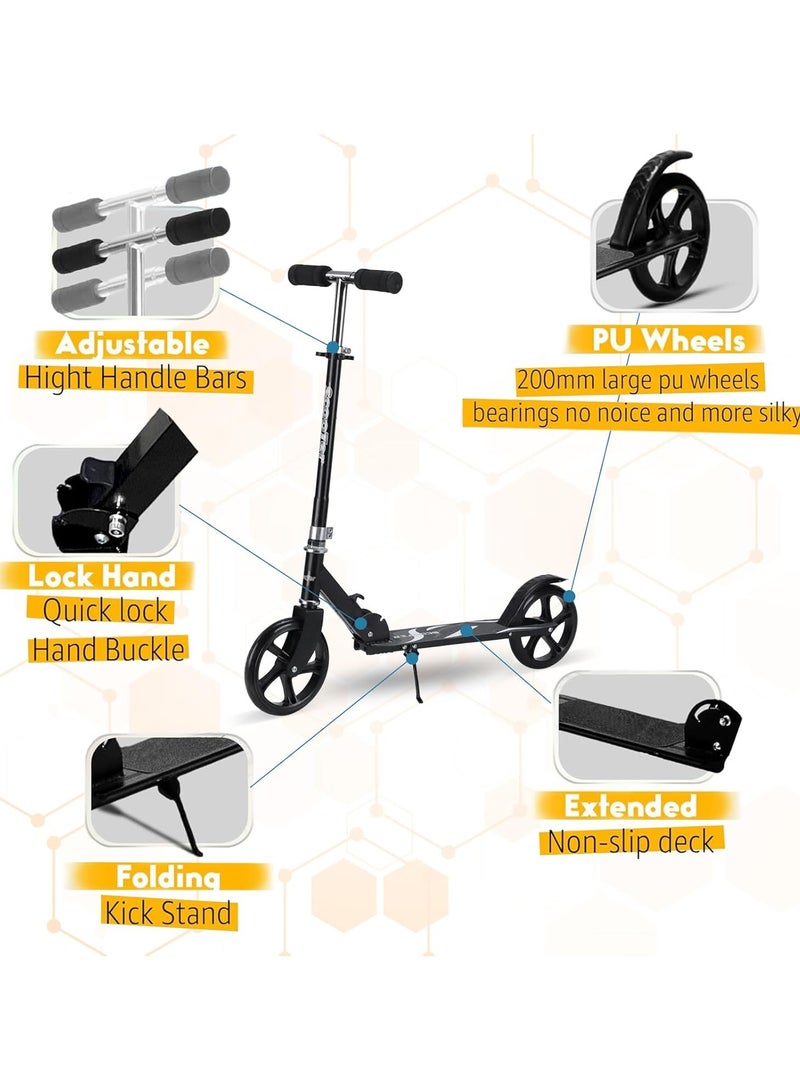 Jorunb 2-Wheel Kick Scooter, Height Adjustable Handlebar, Rear Brake, Easy-Folding, 8 inch wheels - Image 3