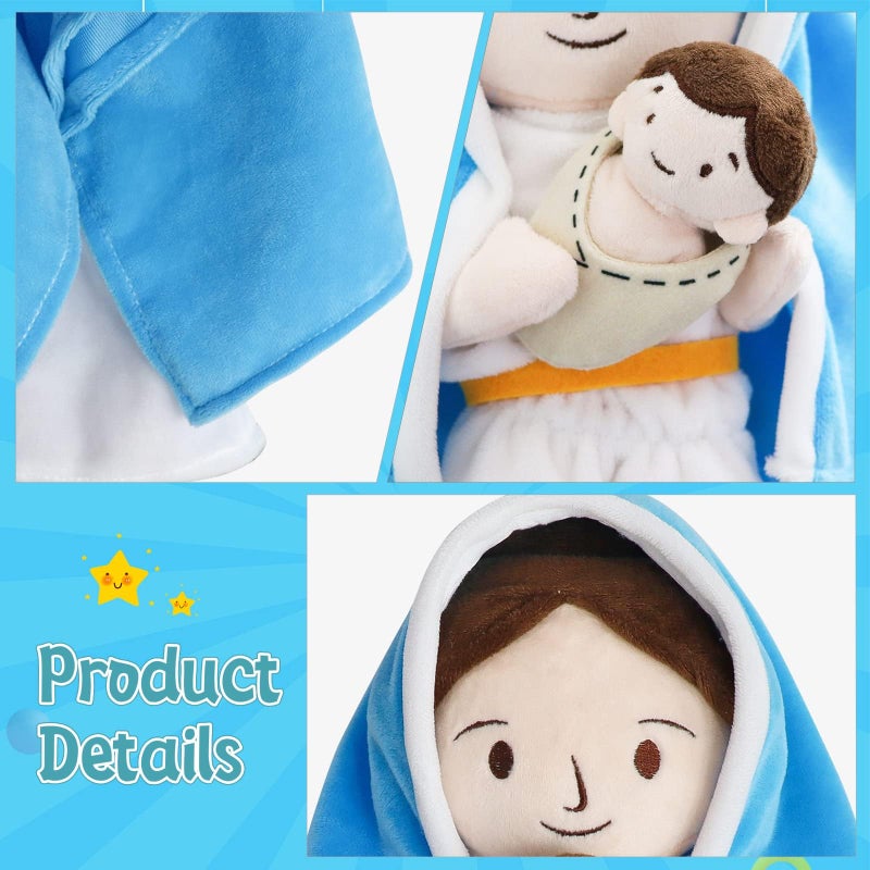 Yelakey Jesus Plush Doll Guardian Mary Stuffed Baptism plushie Savior Toy for Church Sunday School Religious Easter - Image 3