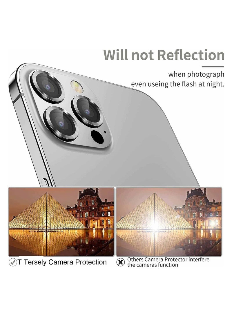 ELTRAZONE Camera Lens Screen Protector for iphone 15 Pro/iphone 15 Pro Max 2023, 9H Transparent Camera Tempered Glass Grade Protective Cover (Silver) - Image 3