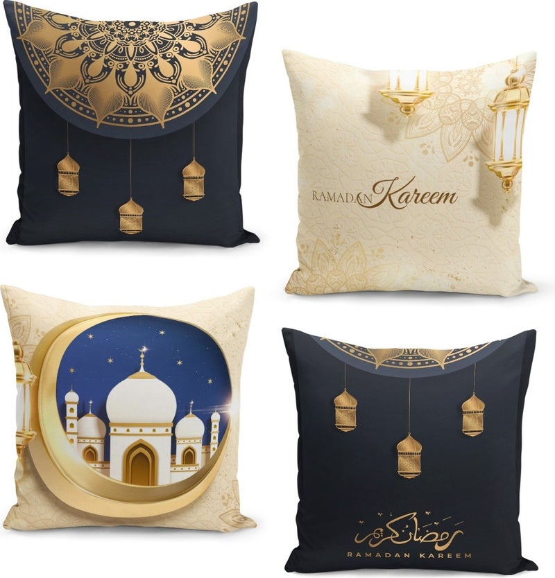 Filamente 4-Piece Cushion Cover Set Ramadan Special Pattern Double-Sided Digital Printed 