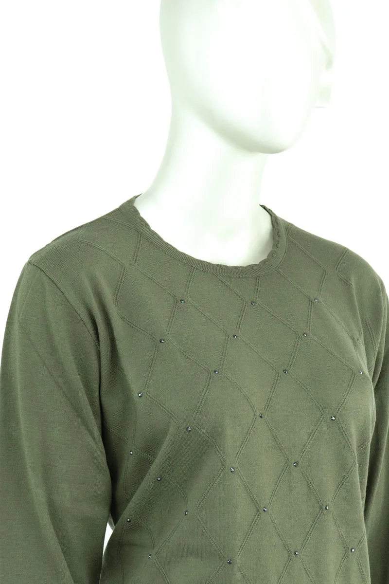 اوبلاند Women's Winter Stone Patterned Long Sleeve Regular Cut Lycra Woven Mother Sweater