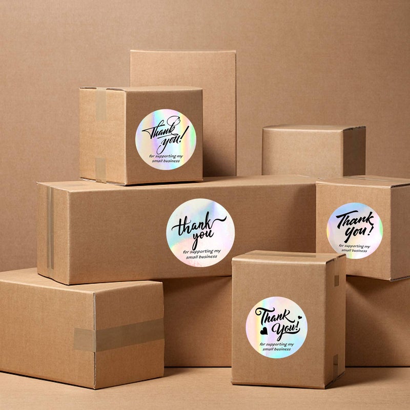 Padike 1.5" Thank You for Supporting My Small Business Stickers, 4 Designs, Highly Recommended for Small Business Owners and Online Sellers, 500 Labels Per Roll (Glitter Silver & Black, 1.5inch) - Image 5