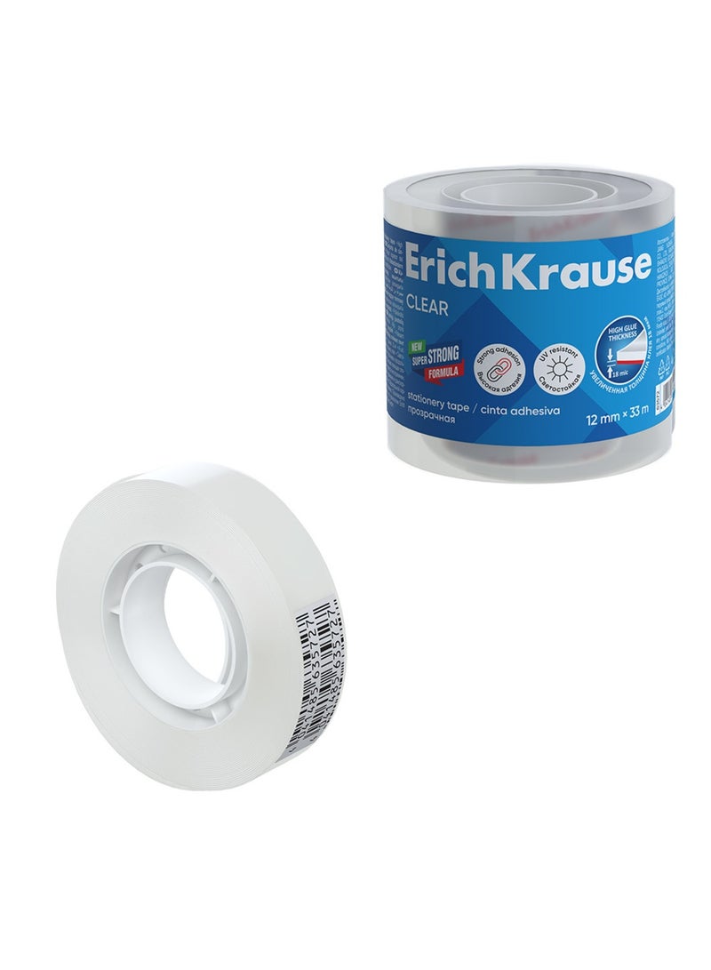 ErichKrause 4-Piece Clear Stationery Tape 12mmx33 Meter Size - Image 1