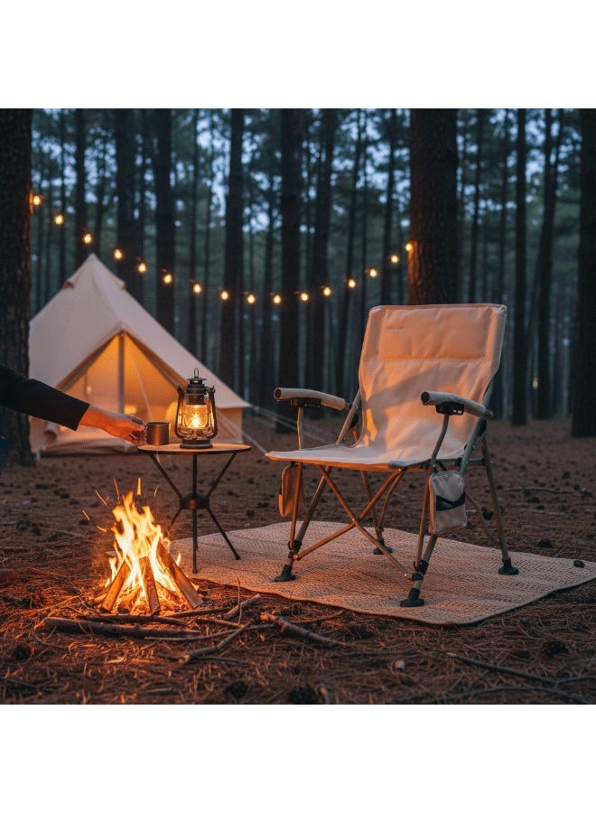 جرين ليون كرسي تخييم خارجي مع حقيبة حمل سهل الحمل / مناسب للتخييم / جيب لحمل الزجاجات / قماش أكسفورد 600D / سعة تحميل 150 كجم / سعة تحميل عالية / مادة عالية الجودة / تصميم قابل للطي / هيكل موثوق به / متين / استمتع بالتخييم / كرسي سفر - رمال الصحراء - Image 2