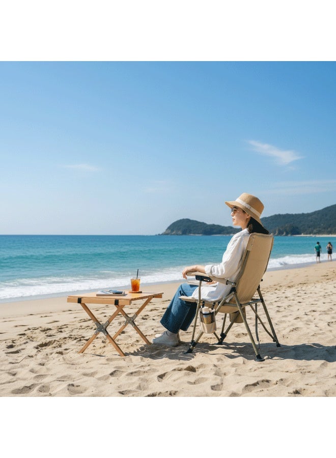 جرين ليون كرسي تخييم خارجي مع حقيبة حمل سهل الحمل / مناسب للتخييم / جيب لحمل الزجاجات / قماش أكسفورد 600D / سعة تحميل 150 كجم / سعة تحميل عالية / مادة عالية الجودة / تصميم قابل للطي / هيكل موثوق به / متين / استمتع بالتخييم / كرسي سفر - رمال الصحراء - Image 3