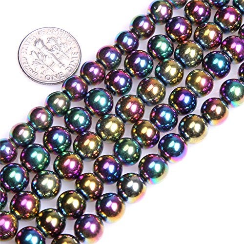 JOE FOREMAN 8mm Round Multicolored Hematite Gemstone Beads for DIY Jewelry Making 15" - Image 2