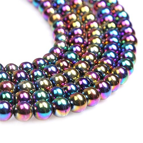JOE FOREMAN 8mm Round Multicolored Hematite Gemstone Beads for DIY Jewelry Making 15" - Image 1
