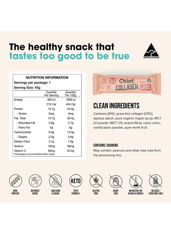 Chief Collagen Protein Bars – Cashew Shortbread (12 Bars) - Image 5