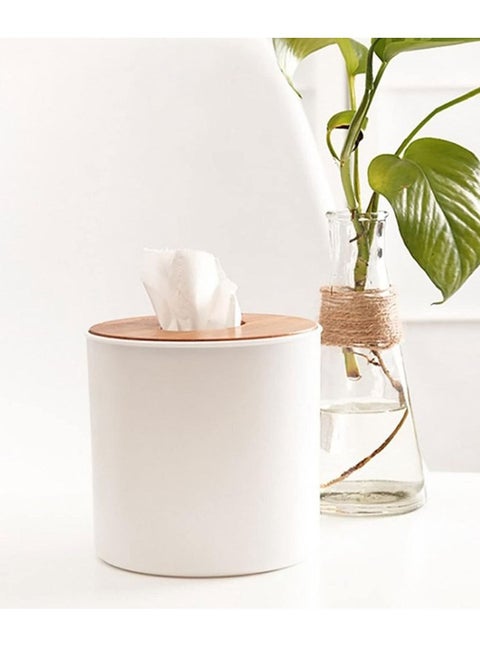 Circular Tissue Box Beige/white