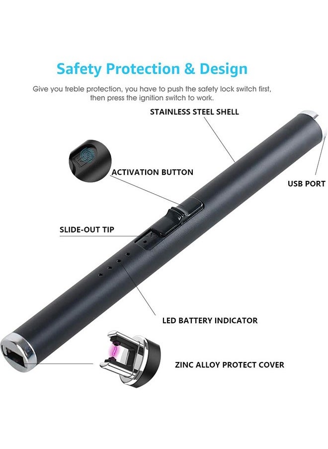 Garlo - Lighter Candle, Lighter Electric Arc Coil with Upgrade Battery Indicator Triple Safety Rechargeable Flameless Windproof Portable 6.89IN Stainless Steel No Spark&Smell Pocket Size - Image 1