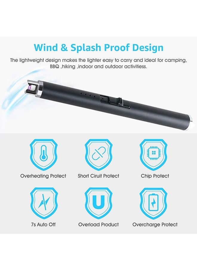 Garlo - Lighter Candle, Lighter Electric Arc Coil with Upgrade Battery Indicator Triple Safety Rechargeable Flameless Windproof Portable 6.89IN Stainless Steel No Spark&Smell Pocket Size - Image 1