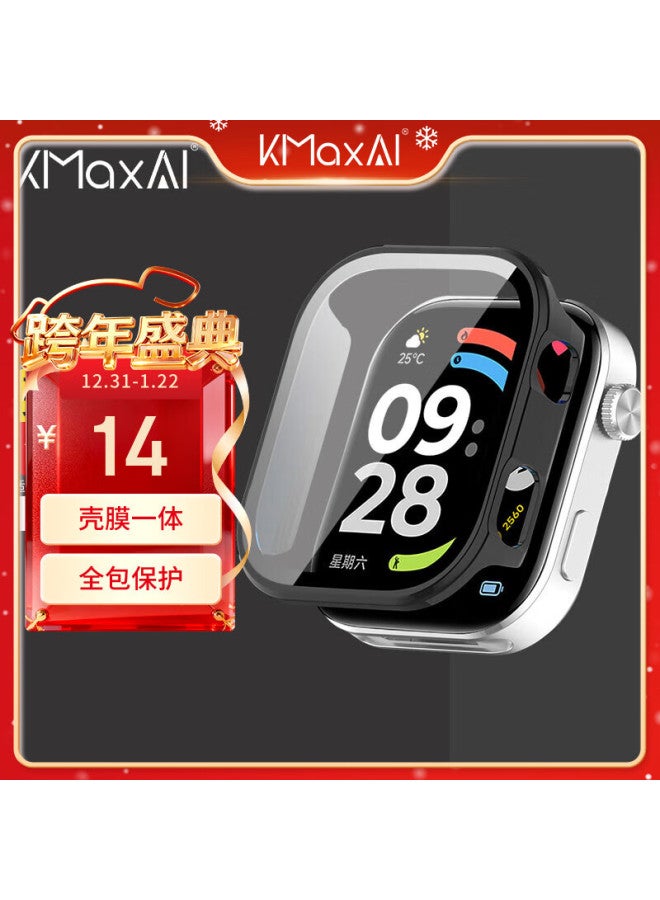 Kmaxai Tempered Glass Screen Protector + Hard Case Full Coverage Case For Redmi Watch 6 Xiaomi Redmi Watch Protective Case Anti-scratch Screen Film Black - Image 1