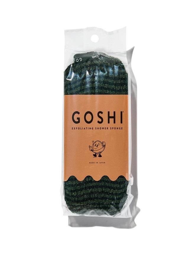GOSHI Exfoliating Shower Sponge - Rip-Resistant, Rapid-Drying Exfoliating Bath Sponge for All Skin Types - Moss Green - Made in Japan - Image 1