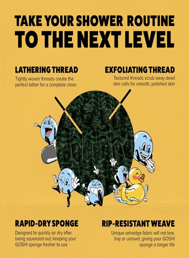 GOSHI Exfoliating Shower Sponge - Rip-Resistant, Rapid-Drying Exfoliating Bath Sponge for All Skin Types - Moss Green - Made in Japan - Image 5