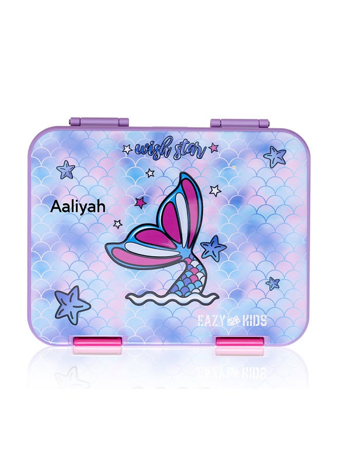Eazy Kids إيزي كيدز - صندوق غداء بينتو قابل للتحويل مخصص لـ 6 و 4 مع مجموعة قاطع الساندويتش - بنفسجي حورية البحر - Image 1