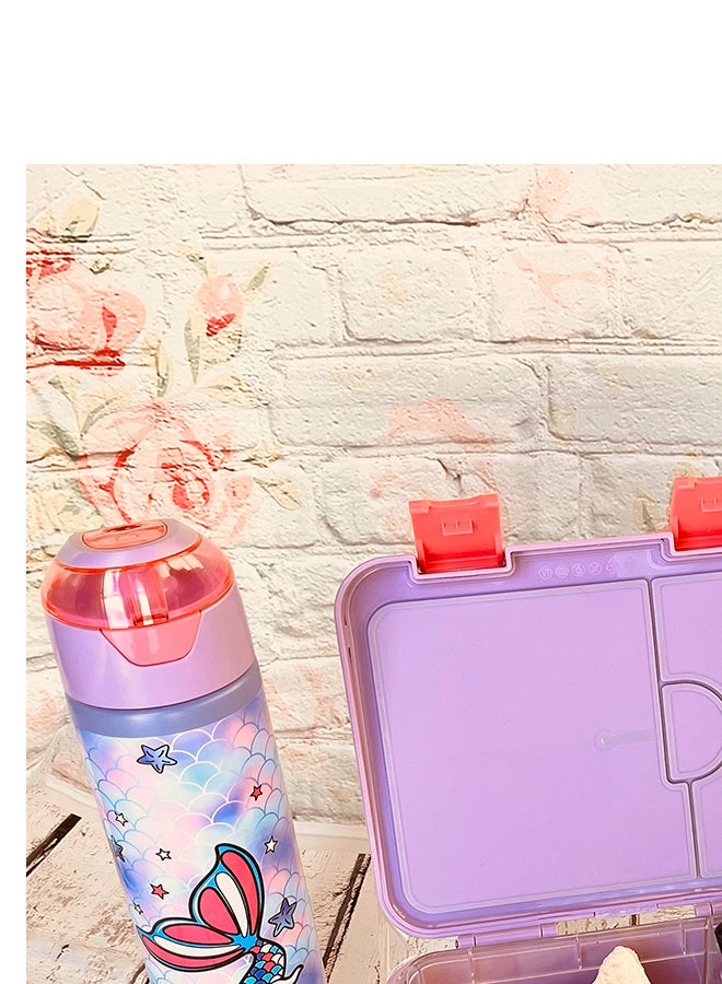 Eazy Kids إيزي كيدز - صندوق غداء بينتو قابل للتحويل مخصص لـ 6 و 4 مع مجموعة قاطع الساندويتش - بنفسجي حورية البحر - Image 4