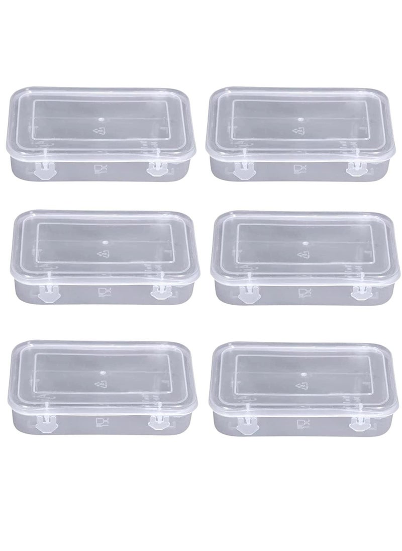 Shivarth Shivarth Transparent Plastic Storage Box Rectangular With Lockable Small Items Container Like art & Craft item Beads Pin Jewellery (L-8XW-4XH-2.5CM, 6) 