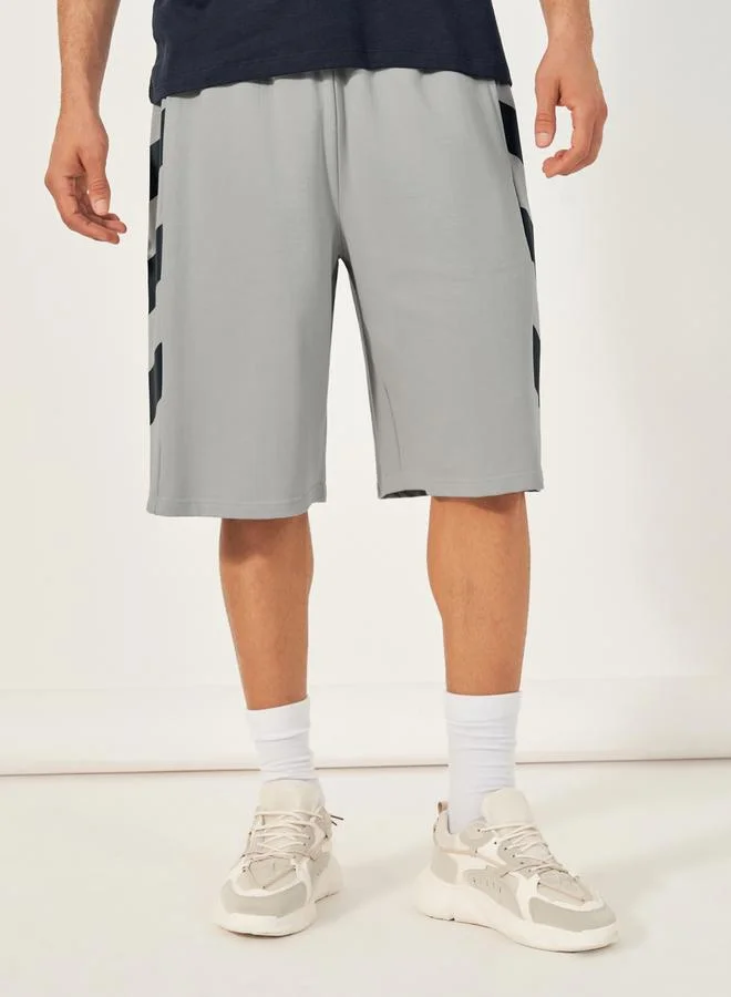 Styli Oversized Cotton Terry Block Striped Shorts