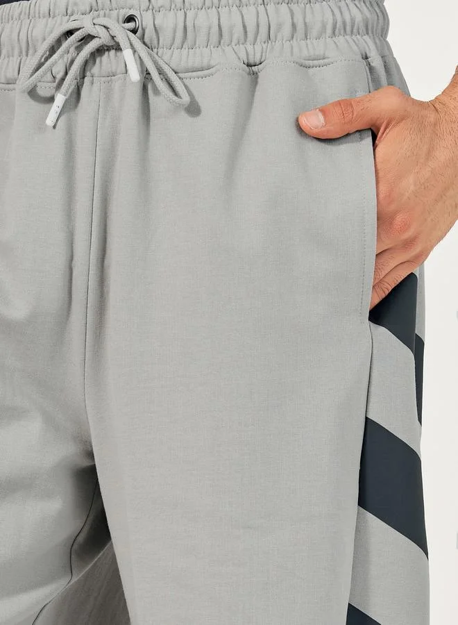 Styli Oversized Cotton Terry Block Striped Shorts