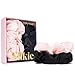 SILKIE x2 Set 100% Pure Mulberry Silk Pink Black Large Oversized Scrunchies Silk Travel Pouch Hair Ties Elastics Hair Care Premium Ponytail Holder No Damage (Classic) - Image 2