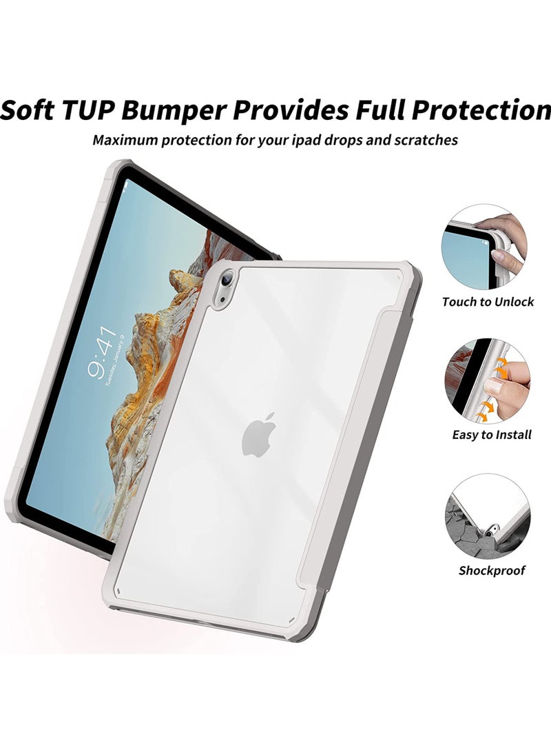 Rock Pow Case For iPad Air 11 inch M3/M2 2025/2024,iPad Air 5th 10.9 inch 2022/Air 4th 10.9 inch 2020 Generation Clear Back with Pencil Holder Auto Wake/Sleep Cover for air 4th/air 5th 10.9inch,air 6th/air 7th 11inch 2025/2024 - Image 4