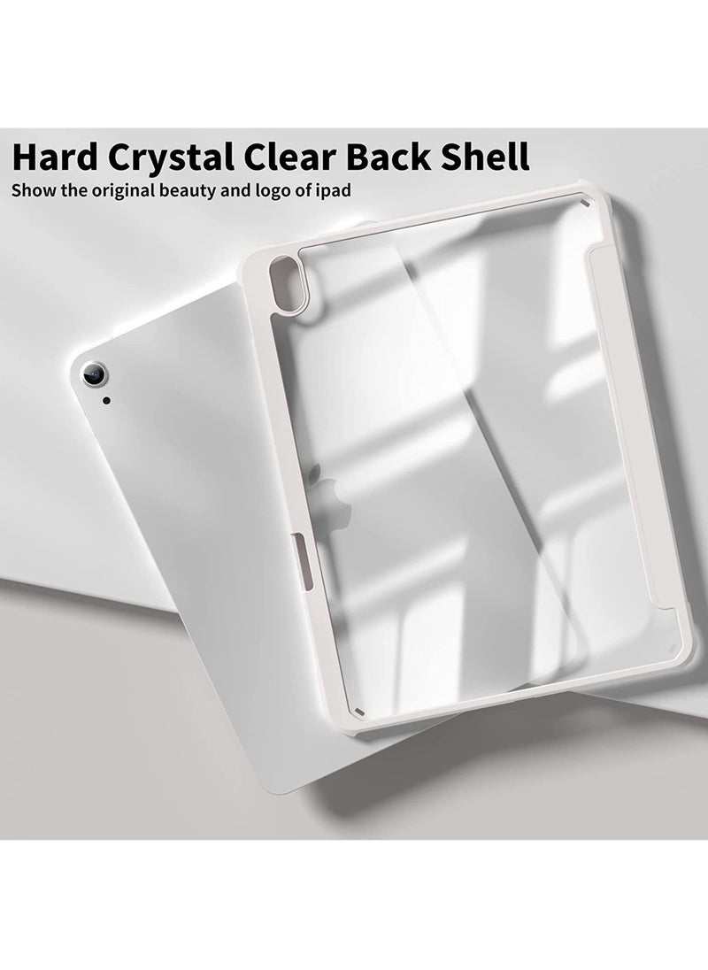 روك بو - حافظة لجهاز iPad Air 11 بوصة M3/M2 2025/2024، iPad Air 5 10.9 بوصة 2022/Air 4 10.9 بوصة 2020 الجيل الخلفي الشفاف مع حامل قلم غطاء إيقاظ/سكون تلقائي لجهاز Air 4/Air 5 10.9 بوصة، Air 6/Air 7 11 بوصة 2025/2024 - Image 1