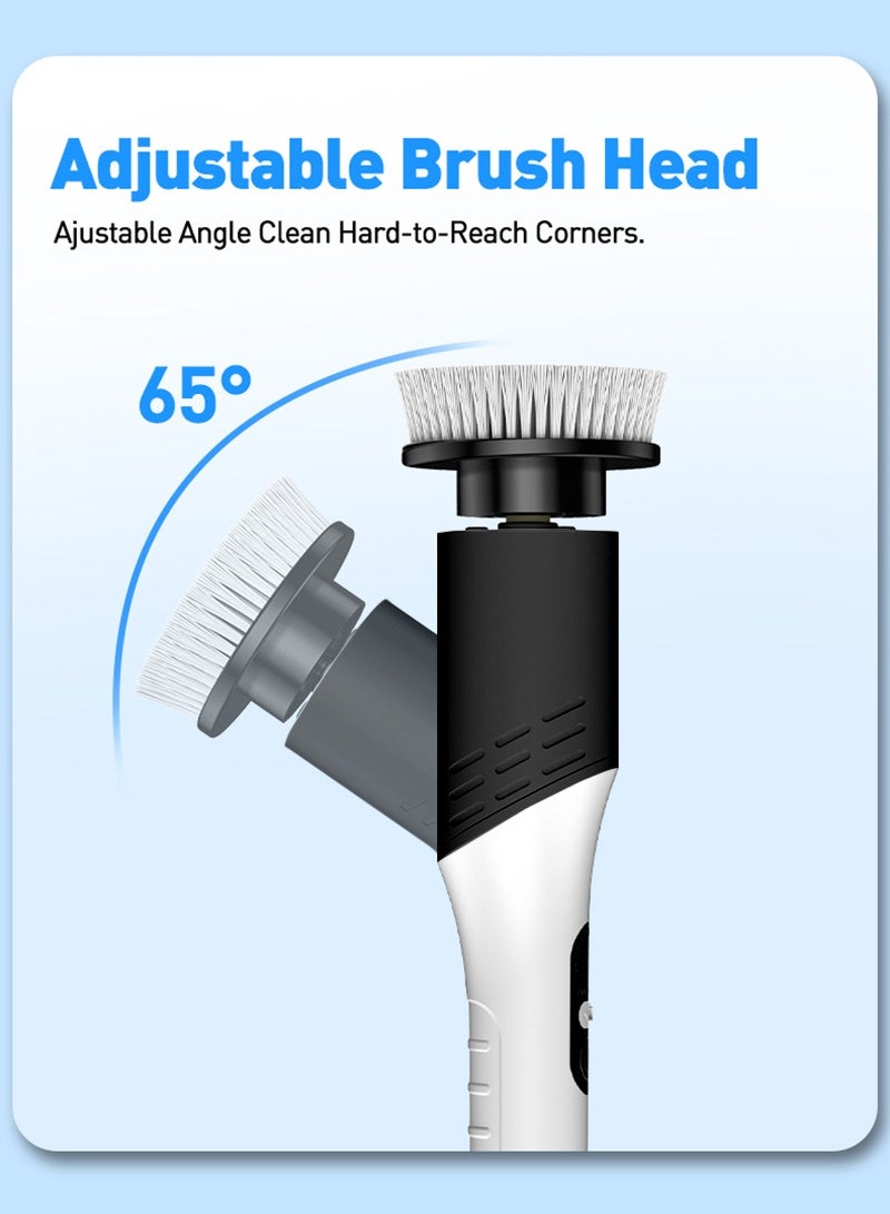 2025 Urgrade Electric Spin Scrubber, IPX7 Waterproof Cordless Shower Scrubber with 9 Scrub Brush, 2 Speed with Adjustable Extension Handle, Battery Level Display, Power Scrubber for Bathroom Kitchen Bathtub Tile Floor - Image 4