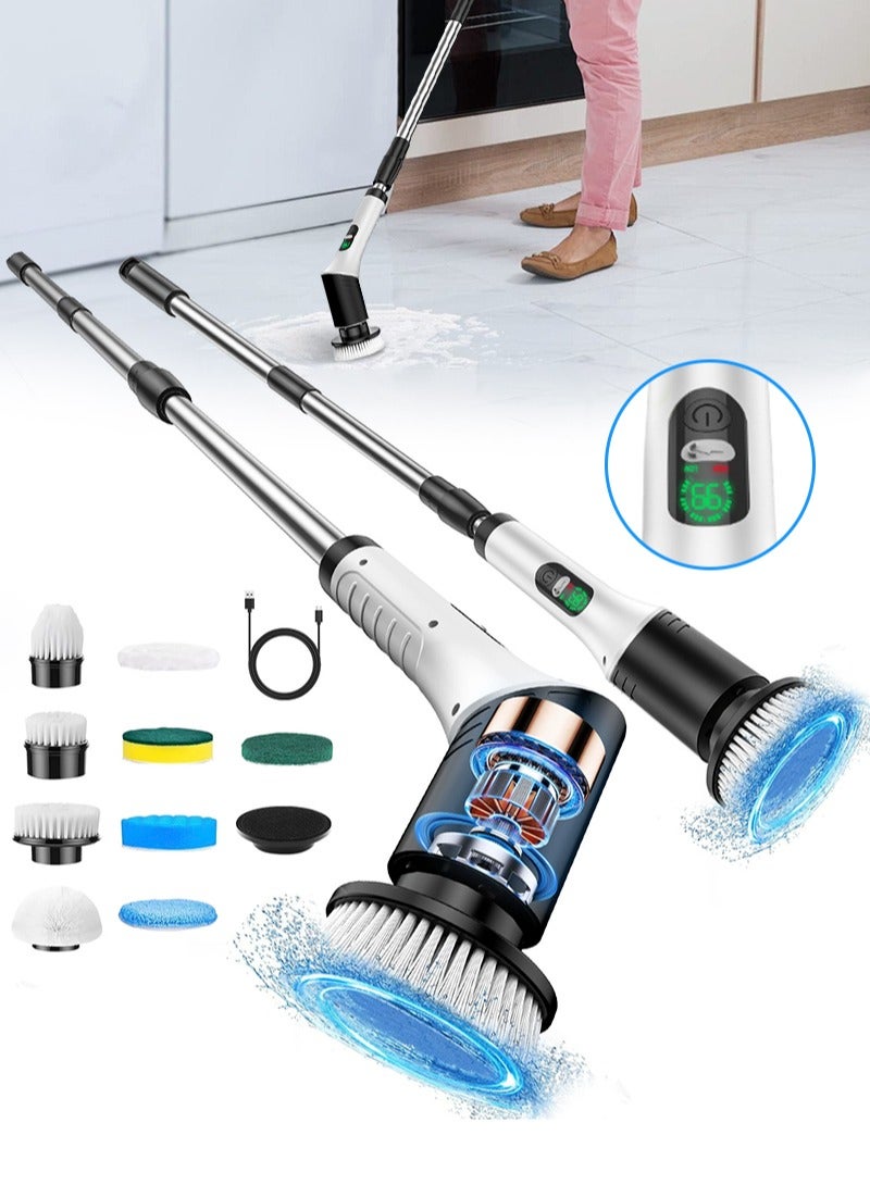 2025 Urgrade Electric Spin Scrubber, IPX7 Waterproof Cordless Shower Scrubber with 9 Scrub Brush, 2 Speed with Adjustable Extension Handle, Battery Level Display, Power Scrubber for Bathroom Kitchen Bathtub Tile Floor - Image 1
