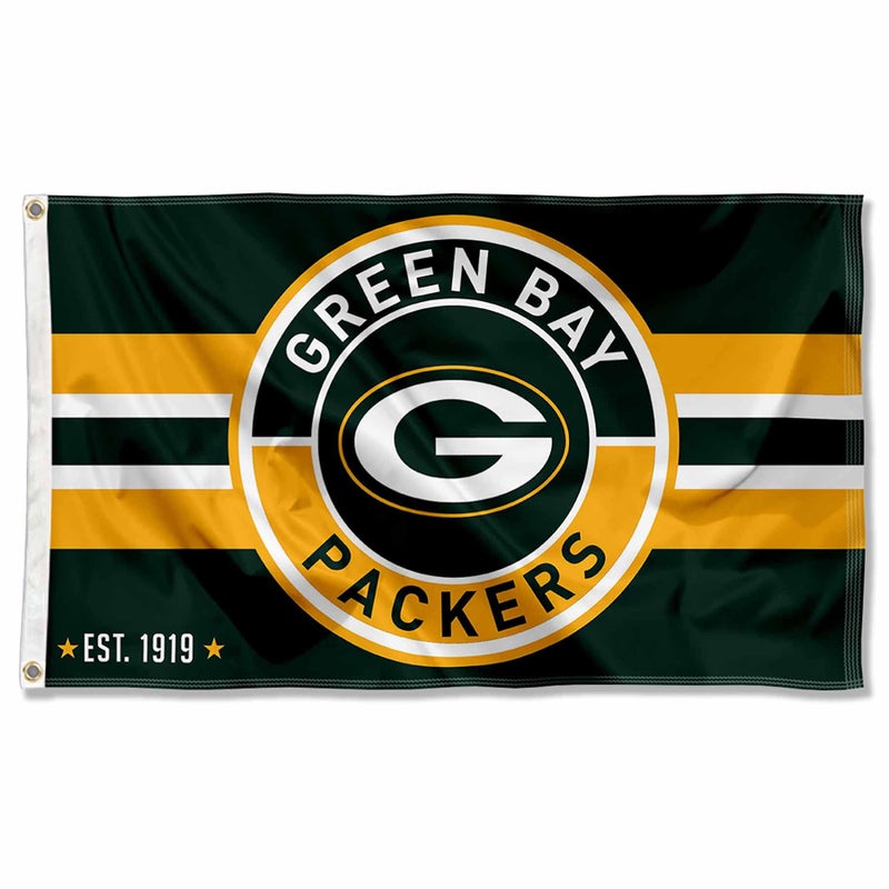 WinCraft Green Bay Packers Patch Button Circle Logo Flag Large 3x5 Banner - Image 2