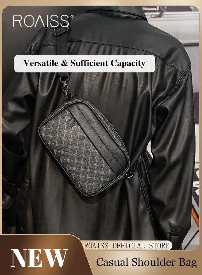 رويس منقوشة نمط بو الجلود حقيبة كروس للرجال 5 جيوب حزام قابل للتعديل مقاوم للماء سعة كبيرة حقيبة الكتف للرجال الأعمال التنقل الترفيه السفر الشارع الاتجاه حقيبة الظهر - Image 1