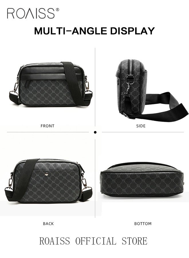 رويس منقوشة نمط بو الجلود حقيبة كروس للرجال 5 جيوب حزام قابل للتعديل مقاوم للماء سعة كبيرة حقيبة الكتف للرجال الأعمال التنقل الترفيه السفر الشارع الاتجاه حقيبة الظهر - Image 4