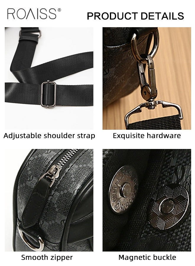 رويس منقوشة نمط بو الجلود حقيبة كروس للرجال 5 جيوب حزام قابل للتعديل مقاوم للماء سعة كبيرة حقيبة الكتف للرجال الأعمال التنقل الترفيه السفر الشارع الاتجاه حقيبة الظهر - Image 5