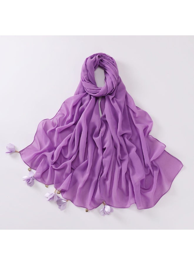 Nariele طرحة شيفون على شكل قلب مصنوعة يدويًا من سبيكة مع زهرة لؤلؤة - Image 1