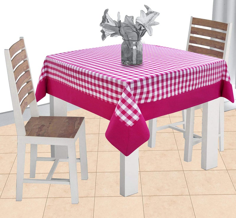 AIRWILL Cotton Checkered Pattern 2 Seater Table Cloth Pack of 1 pc (Pink) - Image 5
