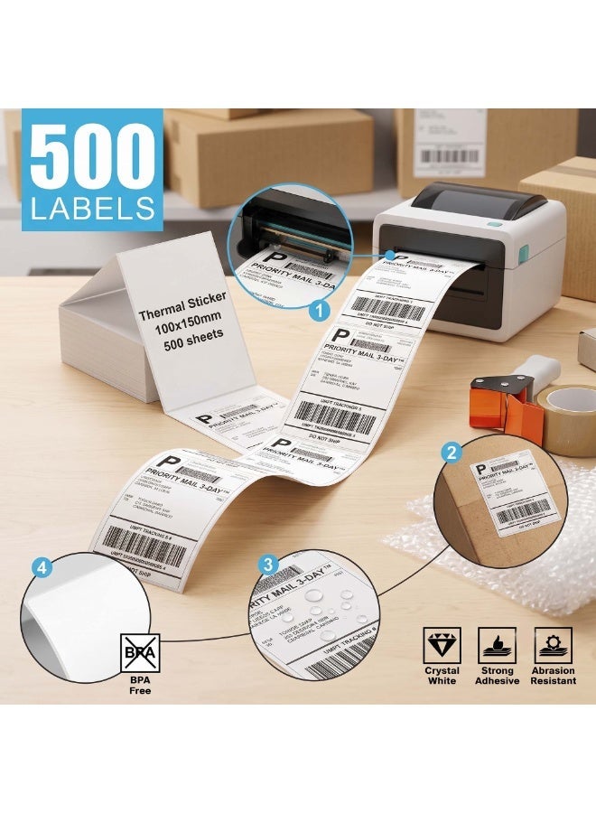 AirYoung 4"x6" Thermal Direct Shipping Label-Pack of 500 Per Labels  Adhesive Labels Compatible with Phomemo Label Printer - Image 2