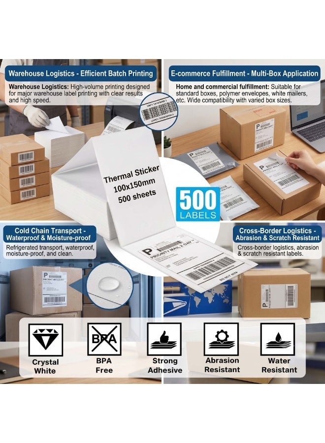 AirYoung 4"x6" Thermal Direct Shipping Label-Pack of 500 Per Labels  Adhesive Labels Compatible with Phomemo Label Printer - Image 5