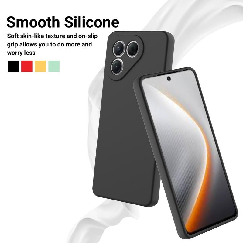 إيروريكس جراب هاتف Tecno Pava 7 4G / Pava 7 Neo بلون سادة من السيليكون السائل المقاوم للسقوط بتغطية كاملة (أسود) - Image 3