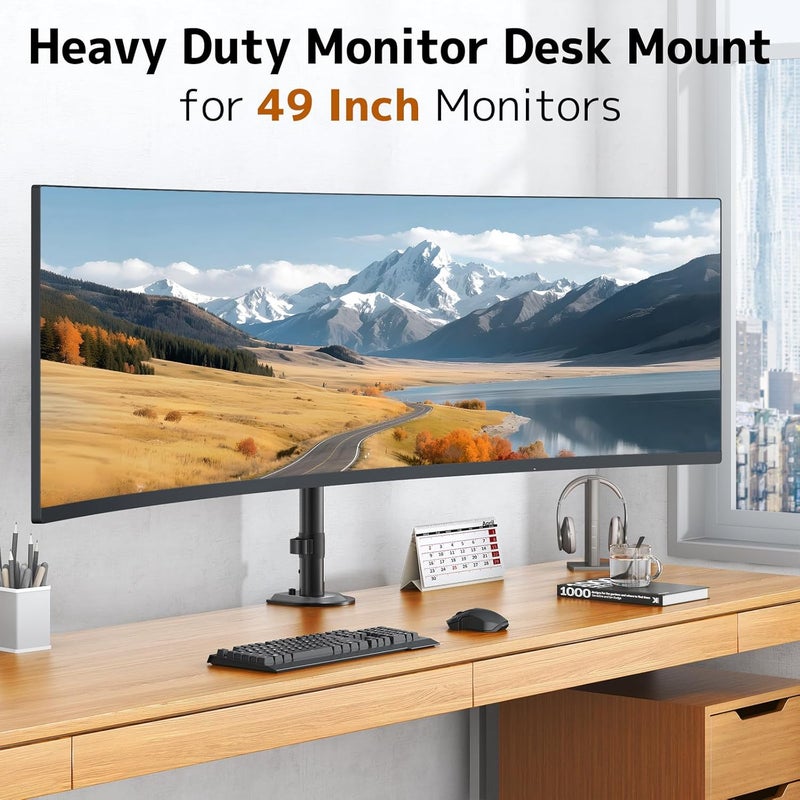 Putilsen Mount Monitor mount for 1 monitor, 17-49 inches - Vertical screen mount, height-adjustable with 20 kg load capacity, tiltable, swiveling, rotatable, VESA 75/100 mm, black - Image 2