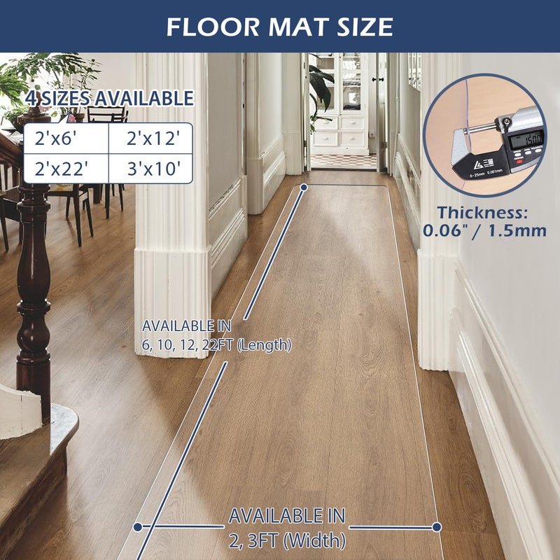 SALLOUS Runner Rug for Hallway, 3x10ft Plastic Floor Mat for Kitchen Entryway, Non-Slip Waterproof Runner Rug for Porch, Laundry, Vinyl Floor Protector Cover for Indoor & Outdoor (Clear) - Image 2