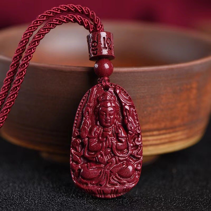 Cinnabar Benmingfo Pendant Purple Gold Sand Patron Saint Twelve Zodiac Cow Pendant Woolen Chain Necklace For Men And Women Benmingfen - Image 3