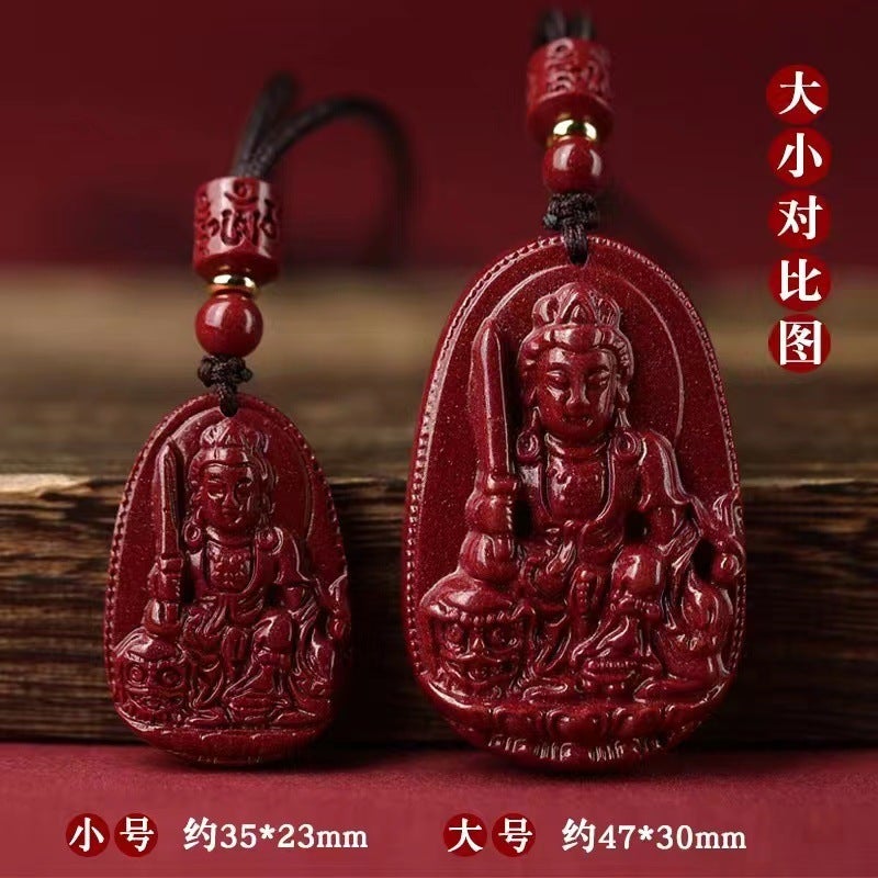 Cinnabar Benmingfo Pendant Purple Gold Sand Patron Saint Twelve Zodiac Cow Pendant Woolen Chain Necklace For Men And Women Benmingfen - Image 1