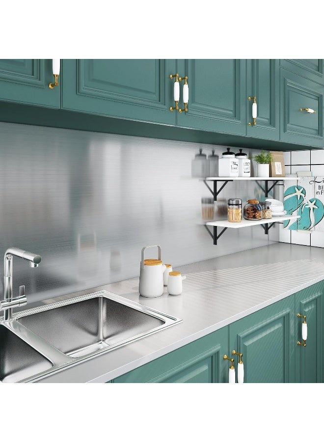 40CMx2M Brushed Nickel Peel and Stick Wallpaper Decorative Stainless Steel Contact Paper for Countertops Kitchen Cabinets Appliance Dishwasher Mini Refrigerator Oven dryer Covers - Image 5