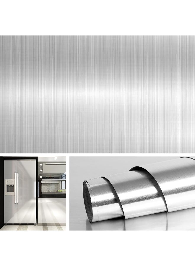 40CMx2M Brushed Nickel Peel and Stick Wallpaper Decorative Stainless Steel Contact Paper for Countertops Kitchen Cabinets Appliance Dishwasher Mini Refrigerator Oven dryer Covers - Image 4