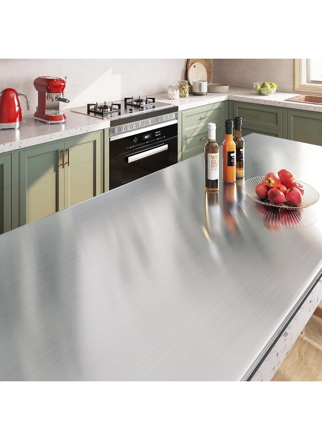 40CMx2M Brushed Nickel Peel and Stick Wallpaper Decorative Stainless Steel Contact Paper for Countertops Kitchen Cabinets Appliance Dishwasher Mini Refrigerator Oven dryer Covers - Image 1