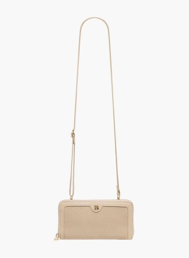 Flora Bella By Shoexpress Solid Zip Around Wallet with Detachable Strap