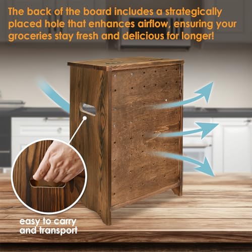 Ikee Design Free Assemble Wooden Countertop Potato and Onion Storage Bin Box,Countertop Cabinet, Wooden Bread Boxes, Potato Storage, Coffee Station, 11.8W x 6.8D x 16H in, Rustic Color - Image 4